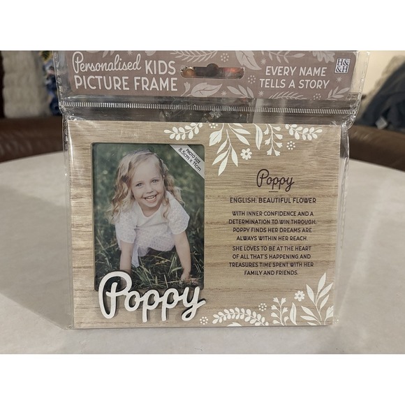 History & Heraldry Other - POPPY Personalized Baby Kids Picture Frame Name Meaning Gift Monogram Nursery